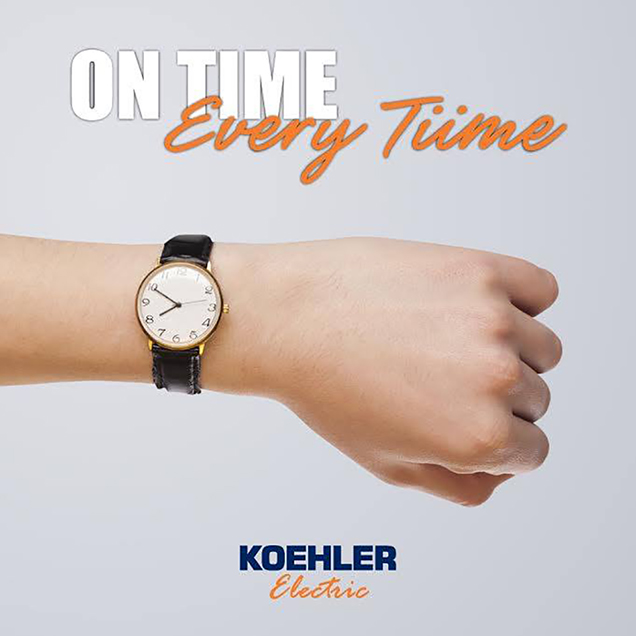 Koehler Electric Text with Wrist watch on a wrist