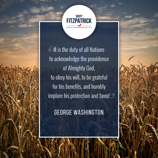 Scott Fitzpatrick Text and George Washington Quote with Wheat Field Background